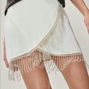 Nasty Gal Sequin Trim Satin Mini Skirt